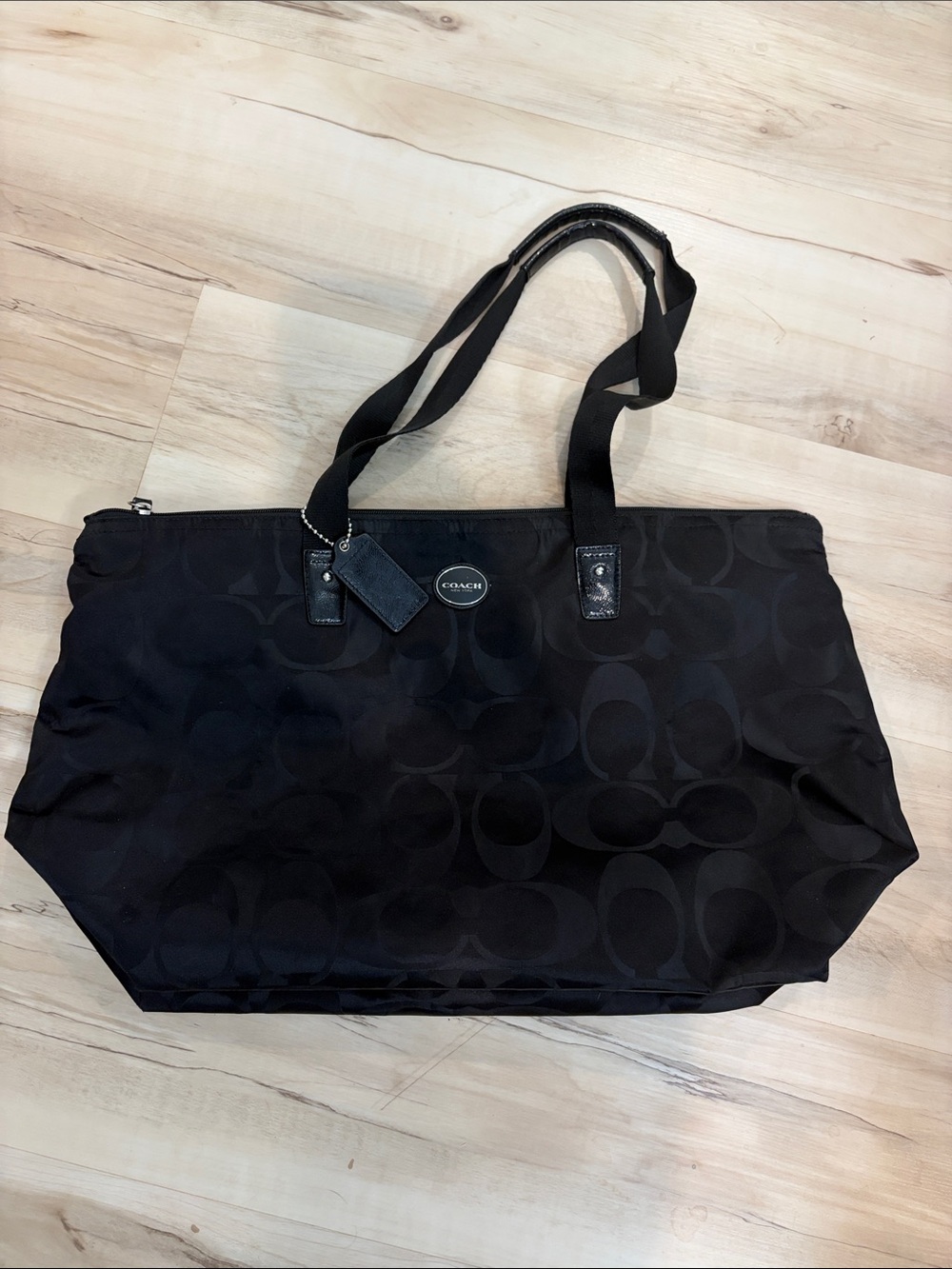 Coach Black Signature Jacquard Tote